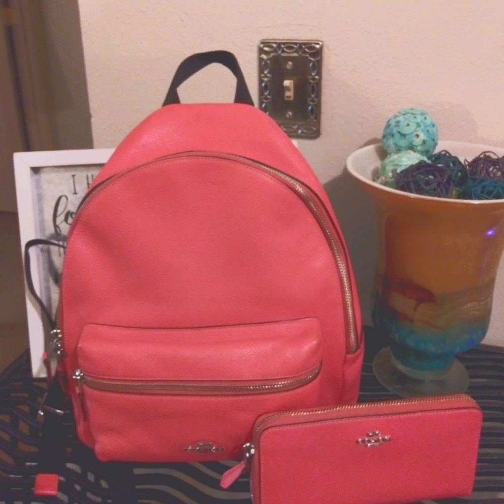Coach backpack and matching wallet